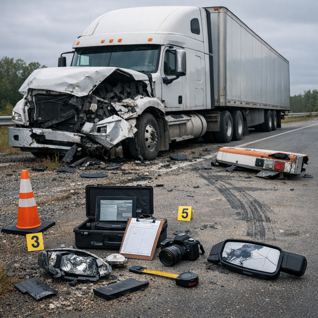 Illustration of Uncovering the Truth: Commercial Truck Evidence After Accidents